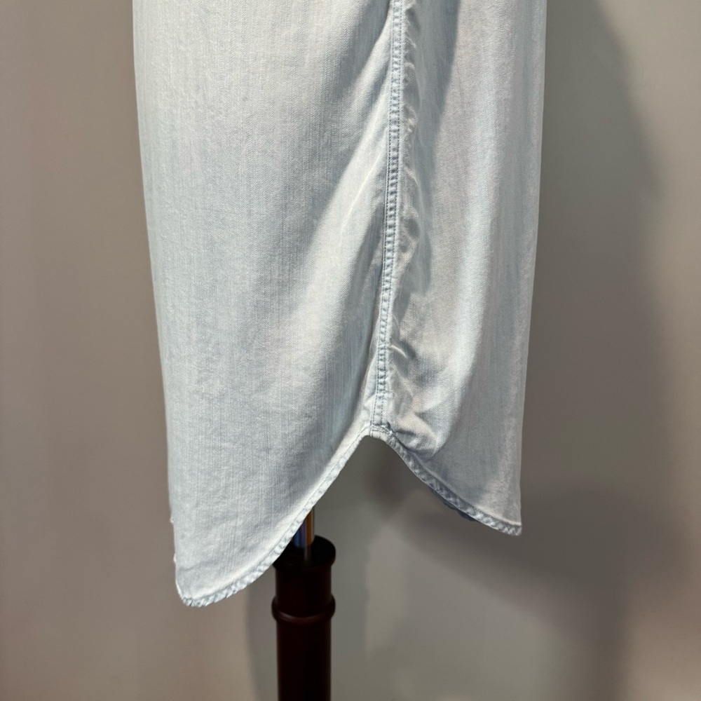 Rails Vintage Wash Chambray Short Sleeve Shirt Dress Lace Up Front Coastal S - Picture 11 of 14